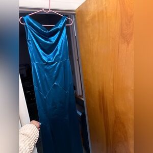 Elegant Teal Satin Gown